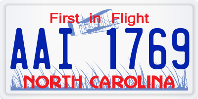 NC license plate AAI1769