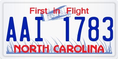 NC license plate AAI1783