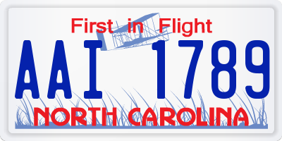 NC license plate AAI1789