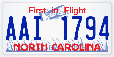 NC license plate AAI1794
