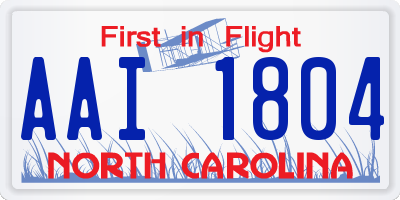NC license plate AAI1804