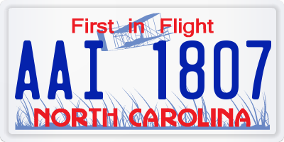 NC license plate AAI1807