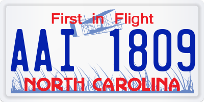 NC license plate AAI1809