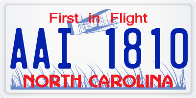 NC license plate AAI1810