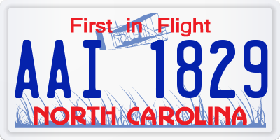 NC license plate AAI1829