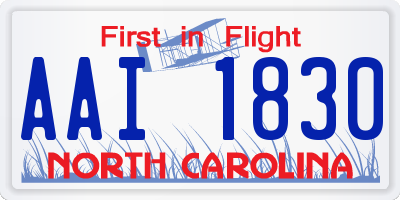 NC license plate AAI1830