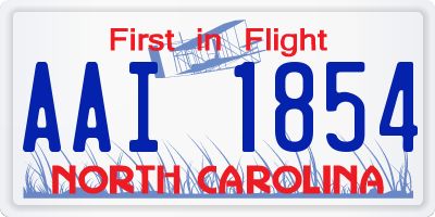 NC license plate AAI1854