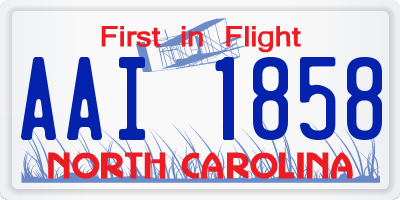 NC license plate AAI1858