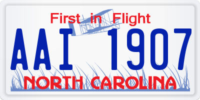 NC license plate AAI1907