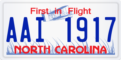 NC license plate AAI1917