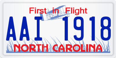 NC license plate AAI1918