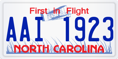 NC license plate AAI1923