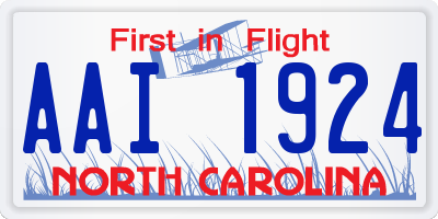NC license plate AAI1924