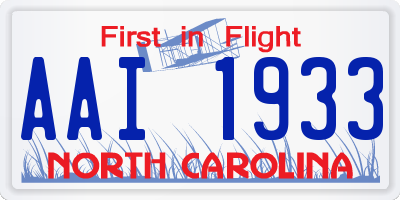 NC license plate AAI1933