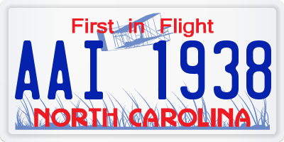 NC license plate AAI1938