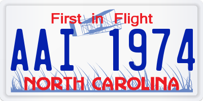NC license plate AAI1974
