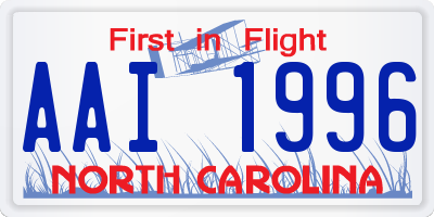 NC license plate AAI1996