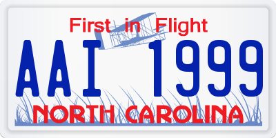 NC license plate AAI1999
