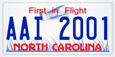 NC license plate AAI2001