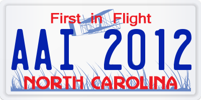 NC license plate AAI2012