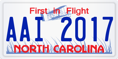 NC license plate AAI2017