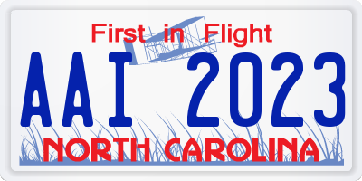 NC license plate AAI2023