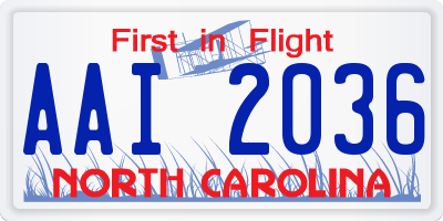 NC license plate AAI2036