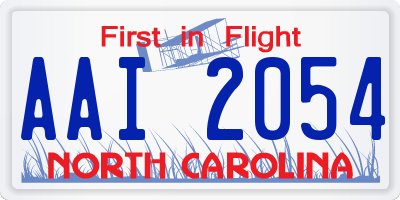 NC license plate AAI2054