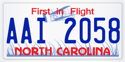 NC license plate AAI2058