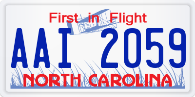 NC license plate AAI2059