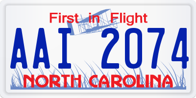 NC license plate AAI2074