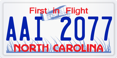 NC license plate AAI2077