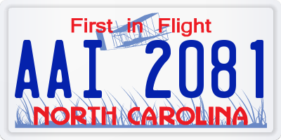 NC license plate AAI2081