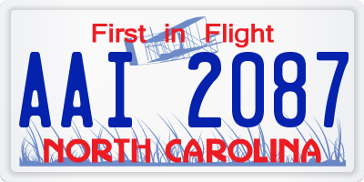NC license plate AAI2087
