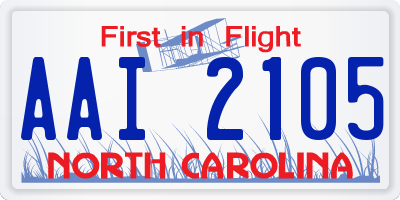 NC license plate AAI2105