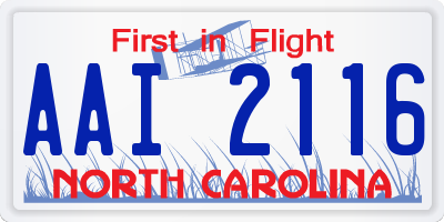 NC license plate AAI2116