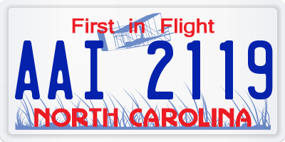 NC license plate AAI2119
