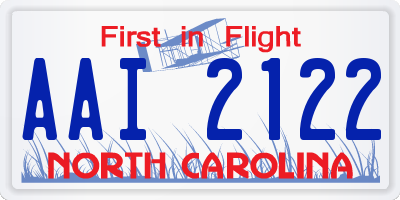 NC license plate AAI2122