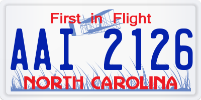 NC license plate AAI2126