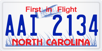 NC license plate AAI2134