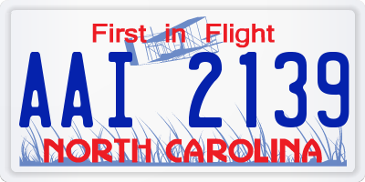 NC license plate AAI2139