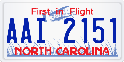 NC license plate AAI2151