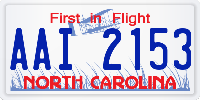 NC license plate AAI2153