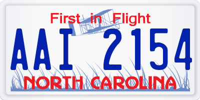 NC license plate AAI2154