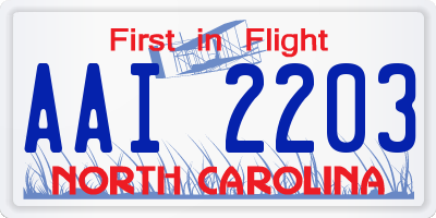 NC license plate AAI2203