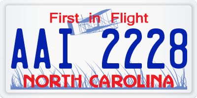 NC license plate AAI2228