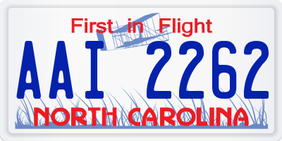 NC license plate AAI2262