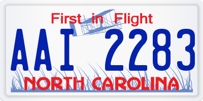 NC license plate AAI2283