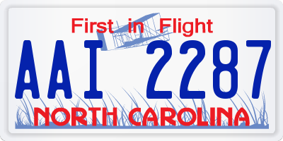 NC license plate AAI2287