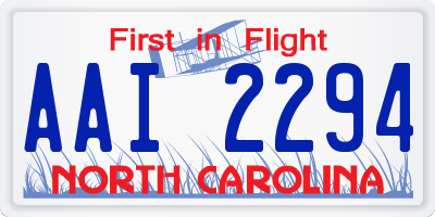 NC license plate AAI2294